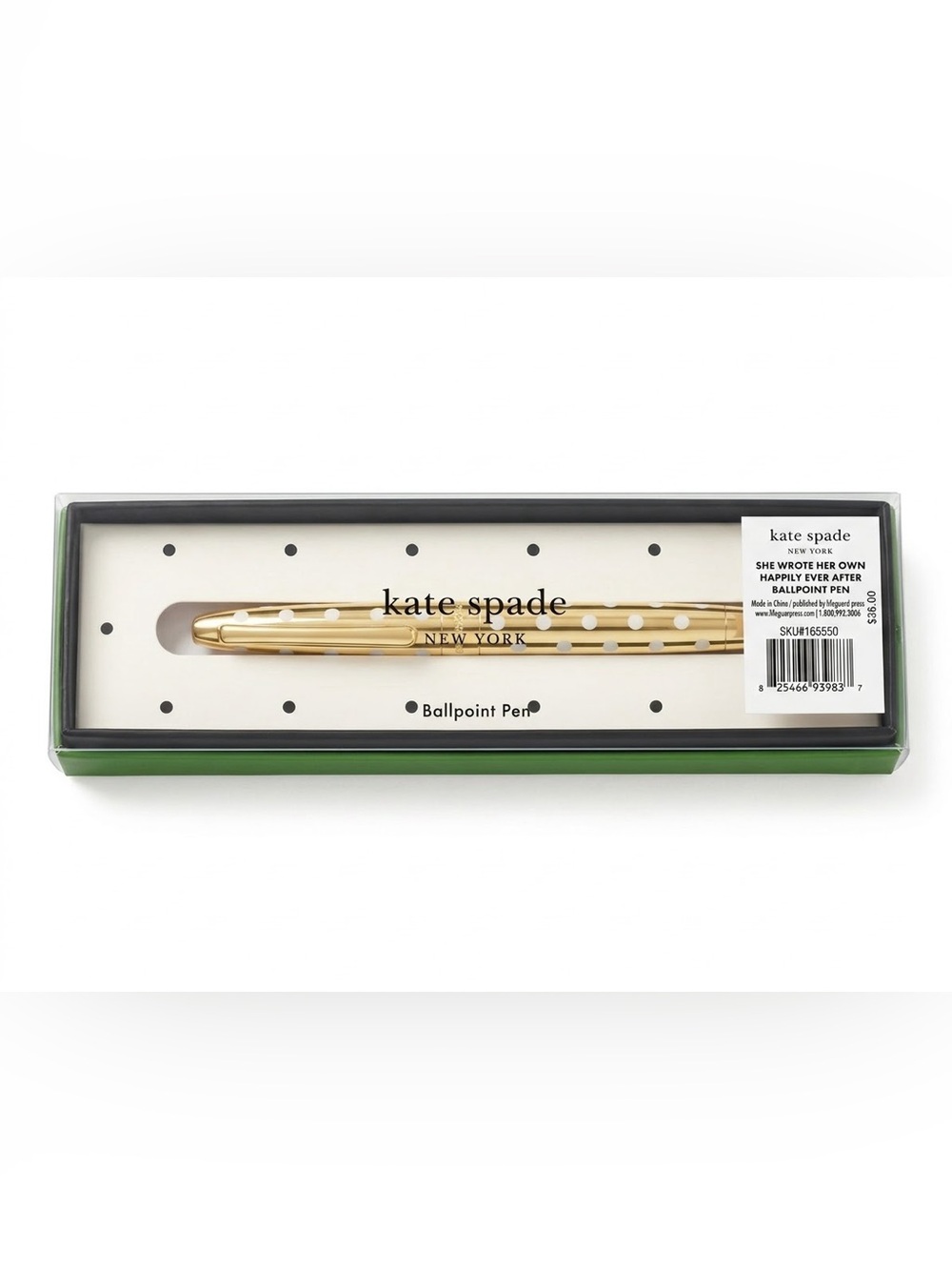 Kate Spade New York $36 NWT Gold Polka Dot Ballpoint Pen Gift Box